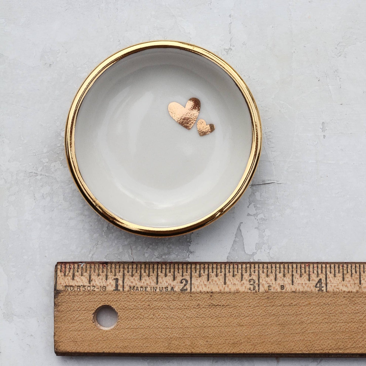 Double Heart Ring Dish | Handmade pottery with Gold Apricity Ceramics
