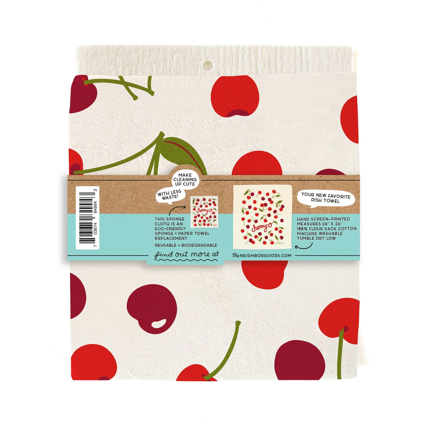 Cherry - Tea Towel + Sponge Cloth Set