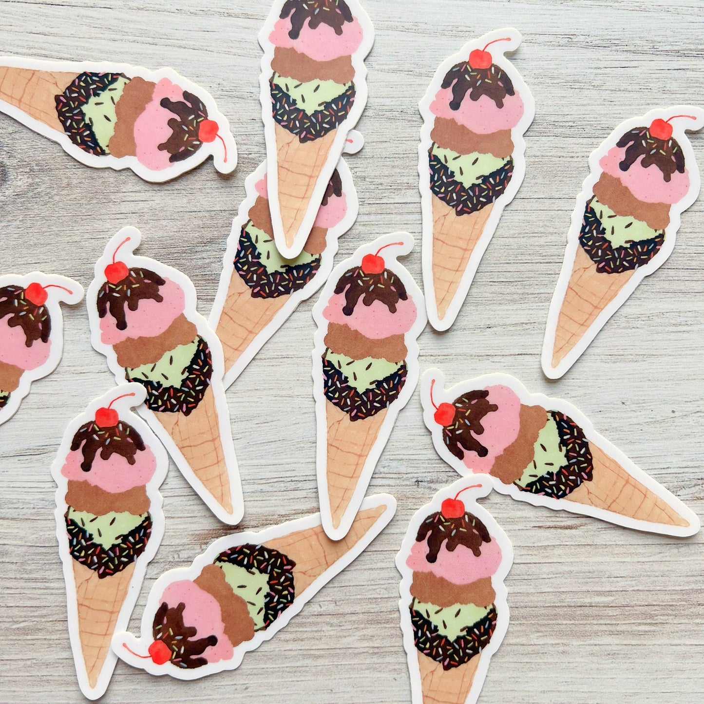 Ice Cream Cone Sticker | Waffle Cone Sticker | 1" x 3"