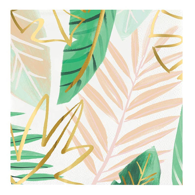 Palm Leaf Foil Beverage Napkins
