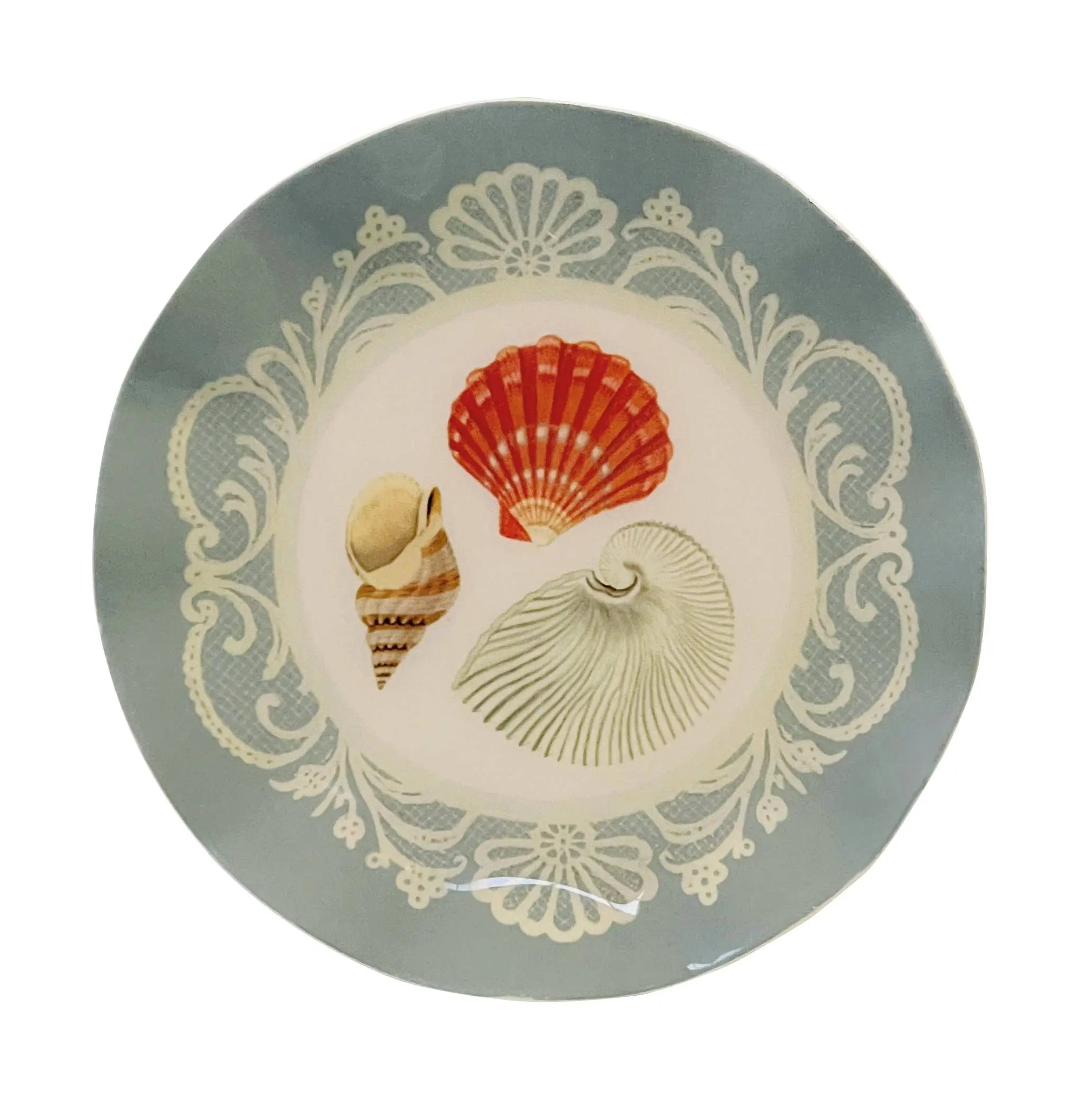 Wavy Round Enamel Tray - Sea Shells Roomytown Inc