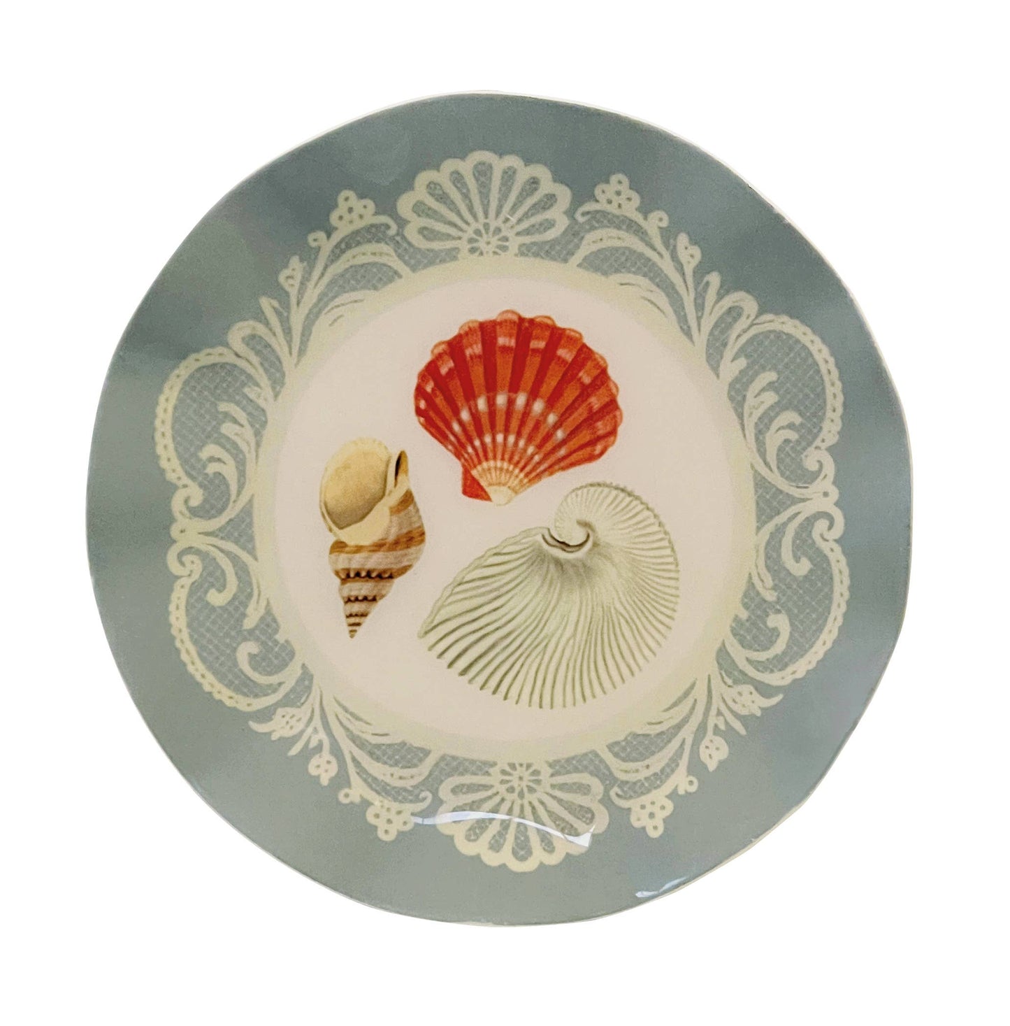 Wavy Round Enamel Tray - Sea Shells