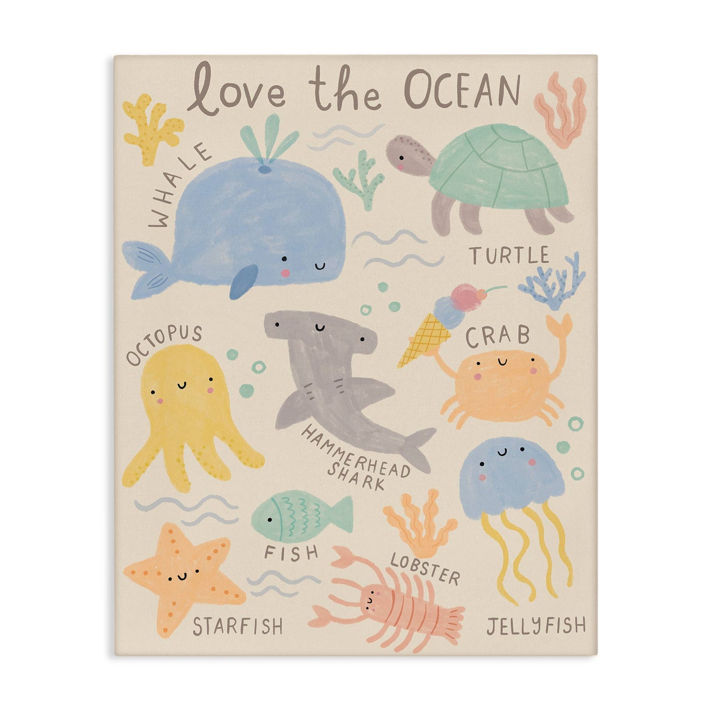 Love The Ocean Creatures Canvas Art