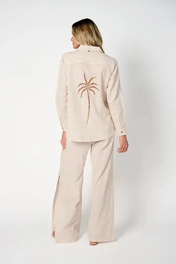 Palm Embroidered Pants