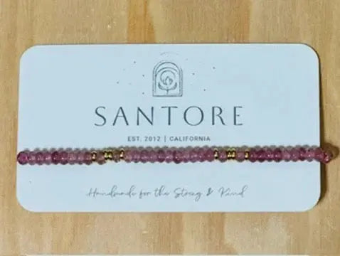 Strawberry Quartz Linea Beaded Stretch Bracelet Santore Jewelry