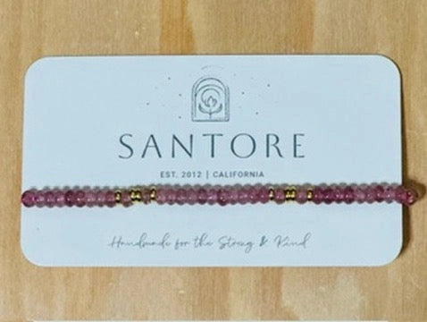 Strawberry Quartz Linea Beaded Stretch Bracelet Santore Jewelry