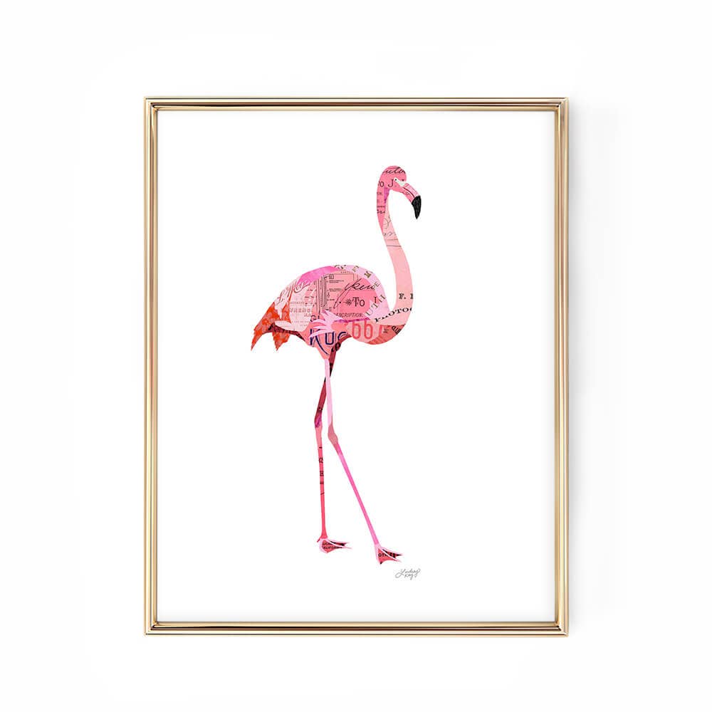 Flamingo Collage - Art Print