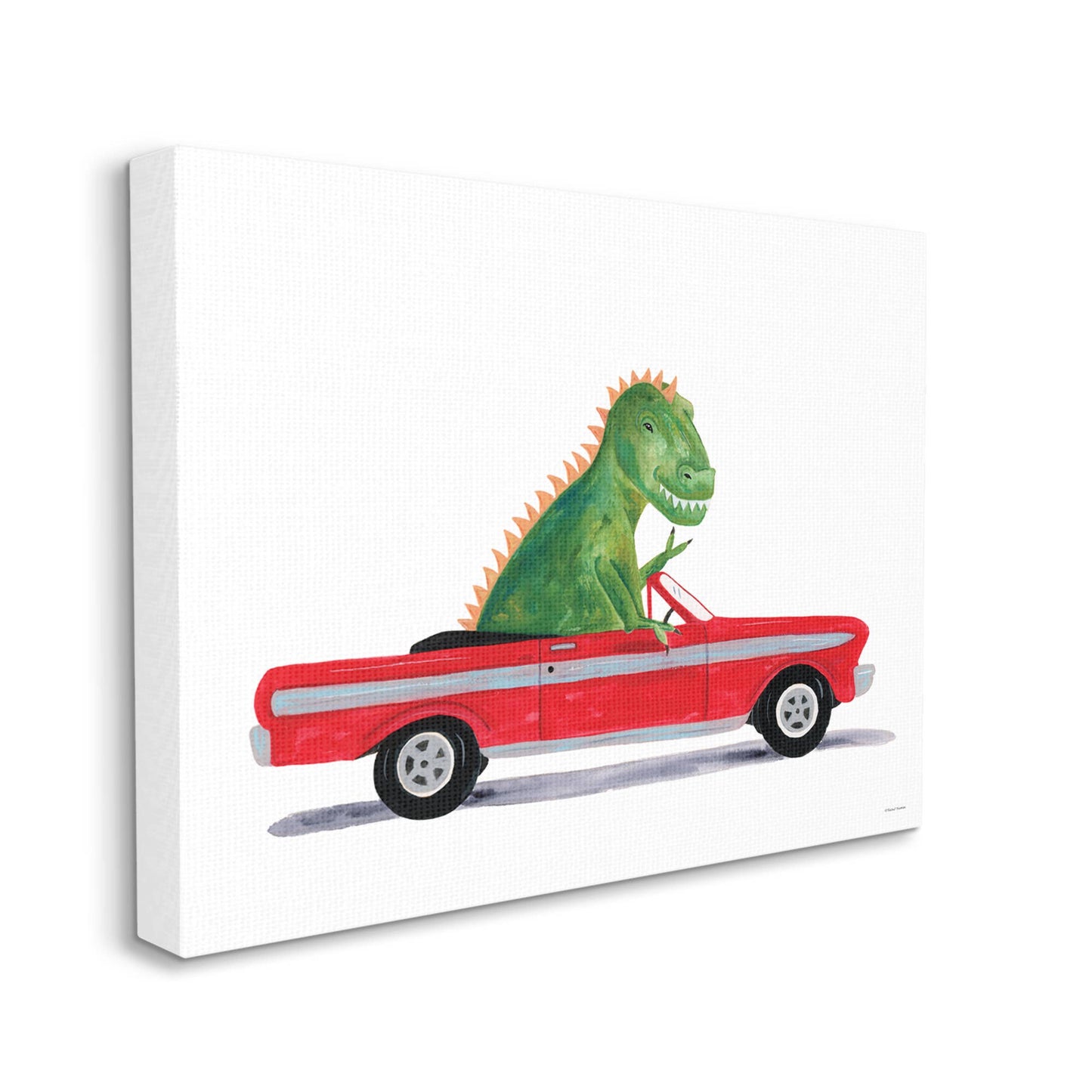 Dinosaur Monster Sports Car Canvas Art