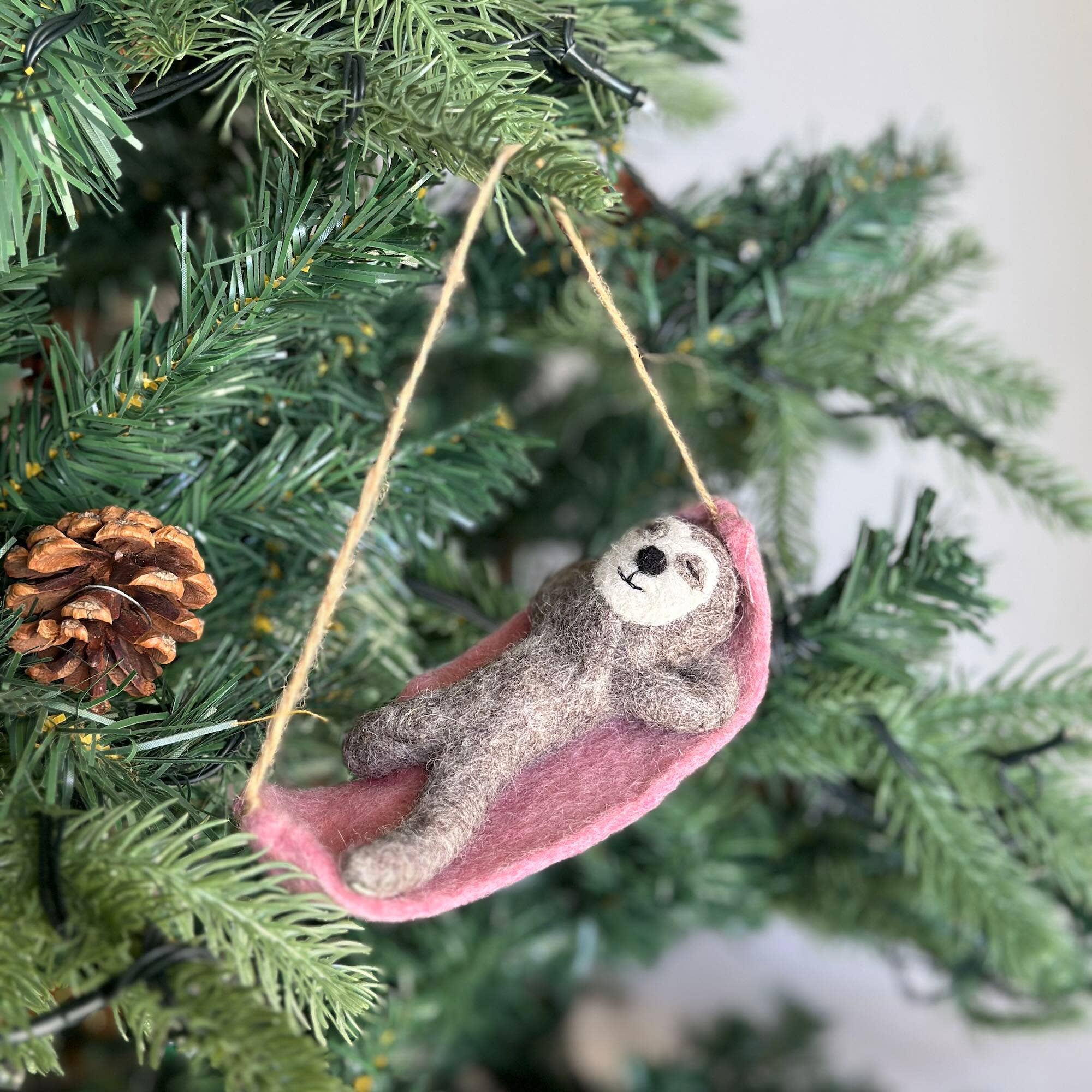 Sloth on Hammock Felt Ornament Ganapati