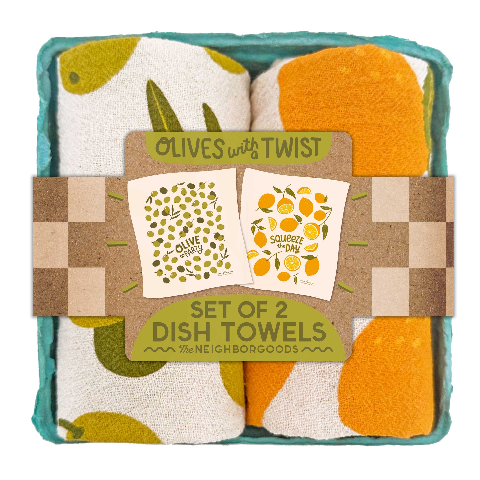 OLIVES WITH A TWIST (Olive, Lemon) - Tea Towel Set of 2 The Neighborgoods