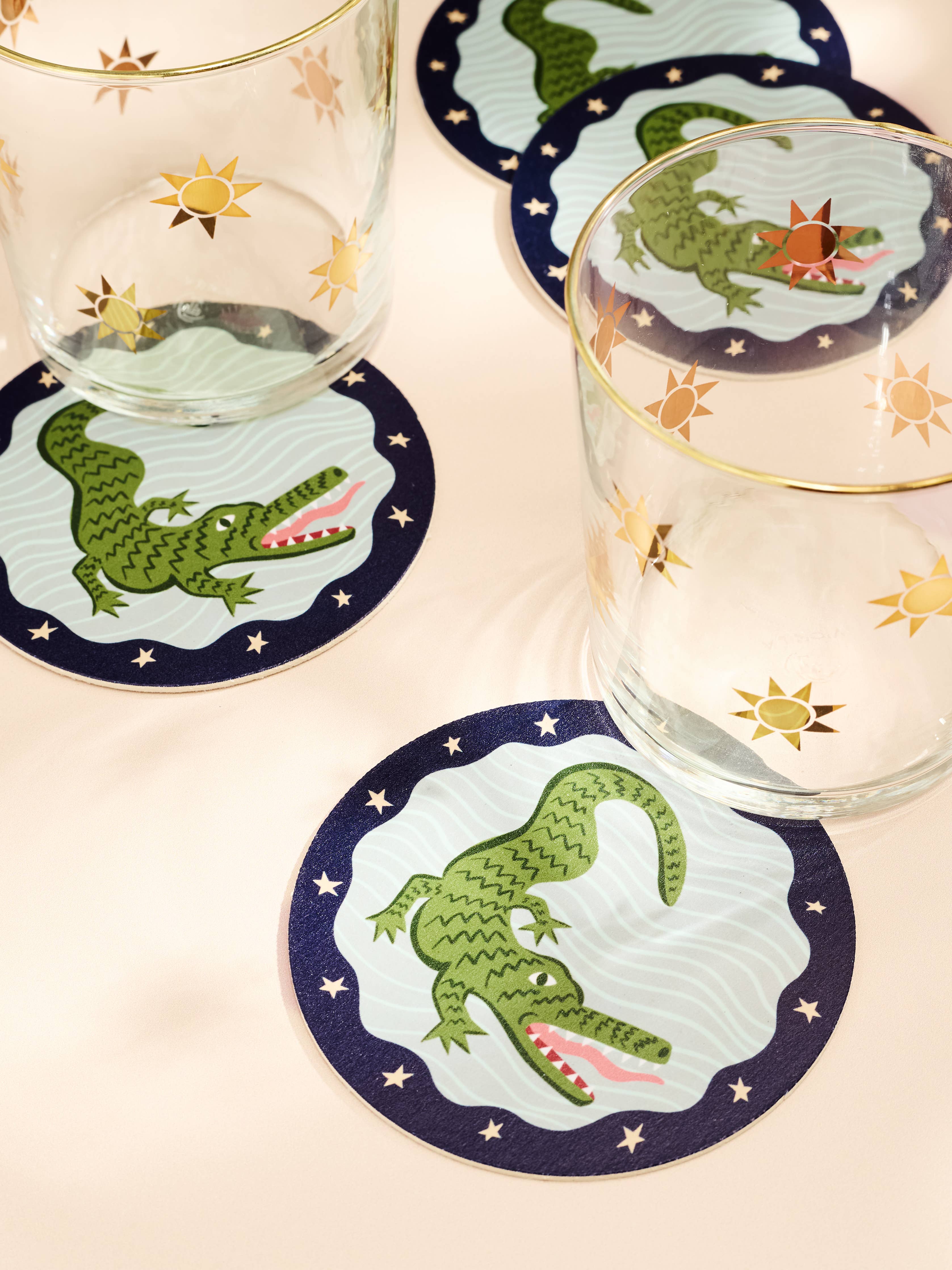 Alligator Star Coasters - Set of 4 One & Only Paper
