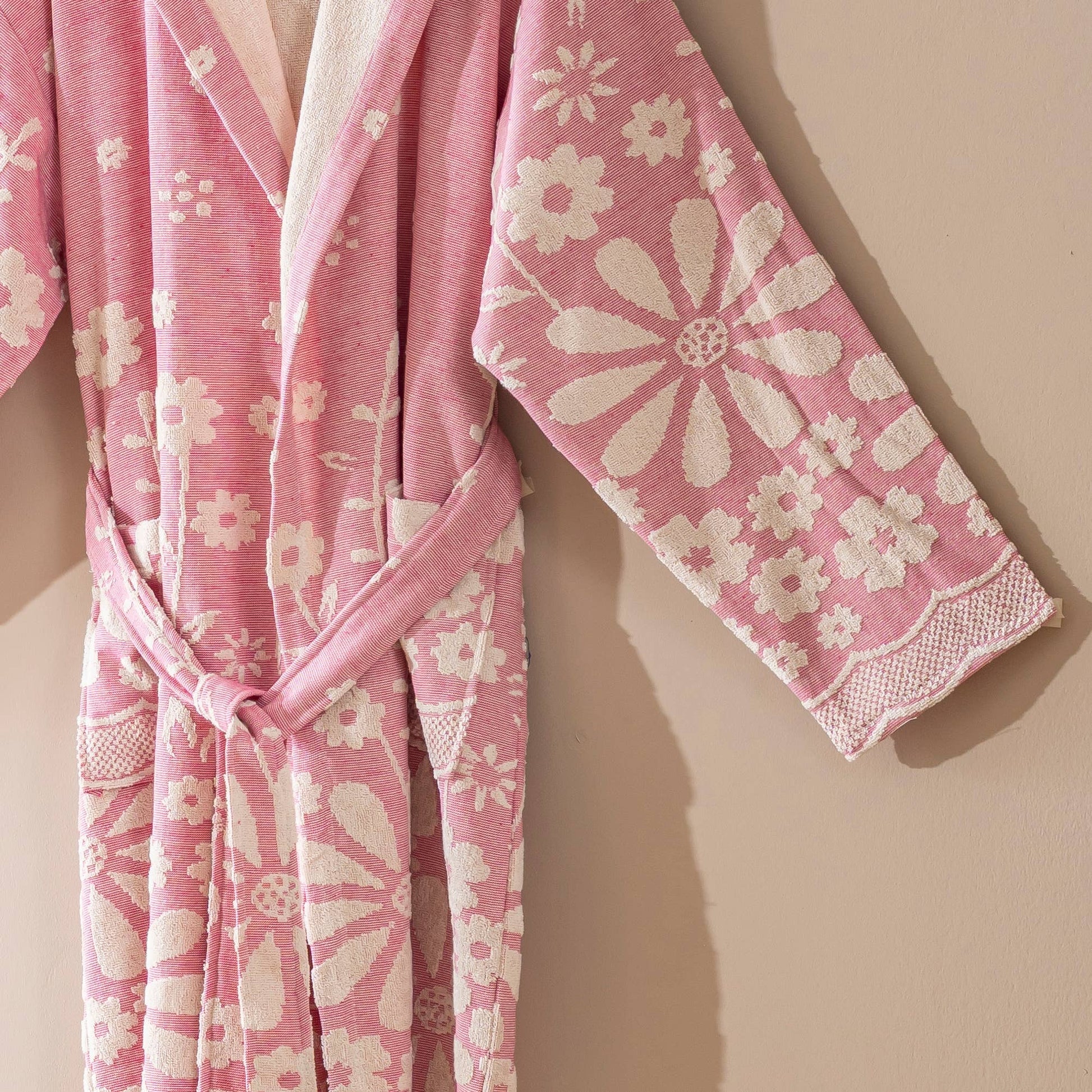 Blue Daisy Bathrobe Turkish Cotton Quick dry Resort Robe Kikoya