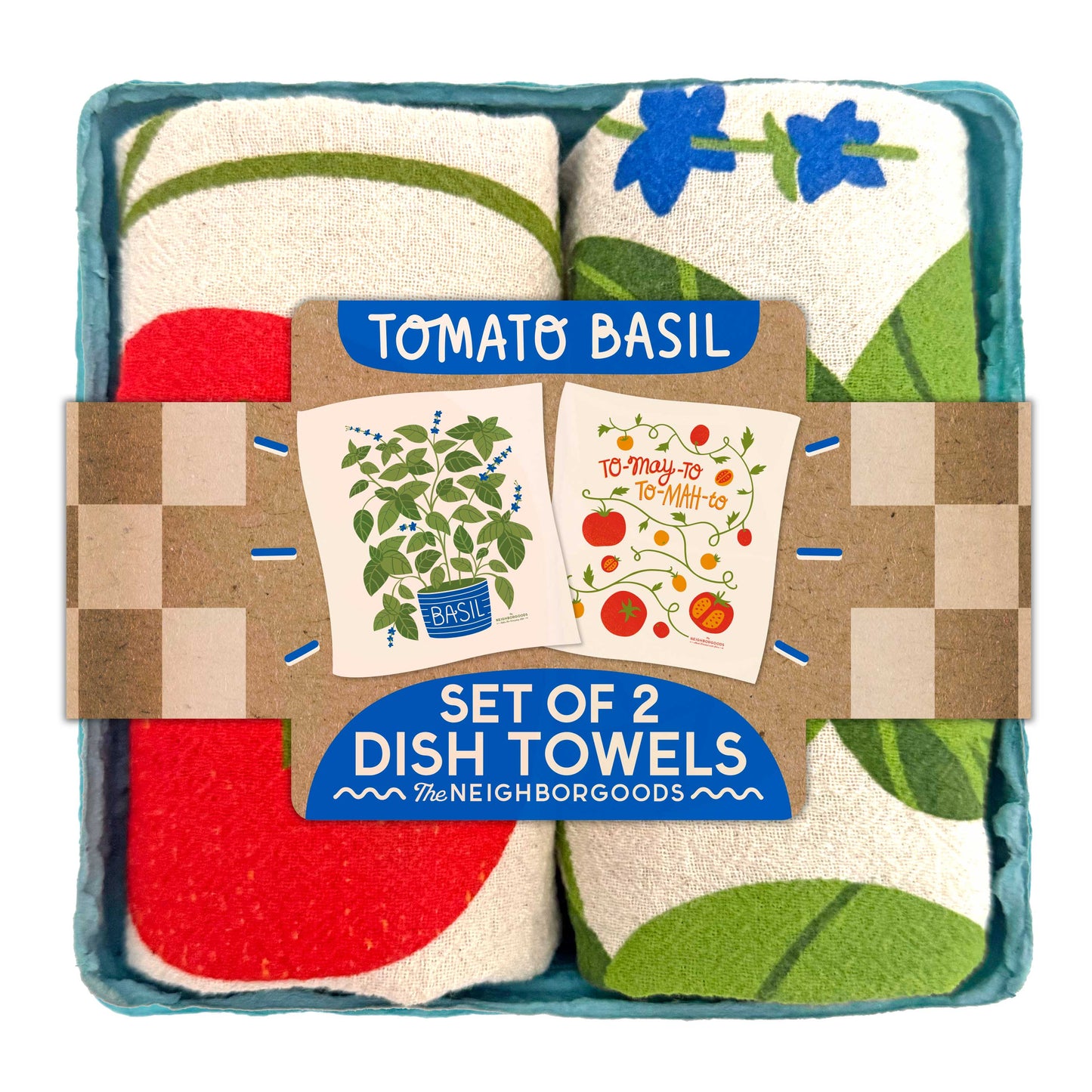 TOMATO BASIL (Tomato, Basil) - Tea Towel Set of 2