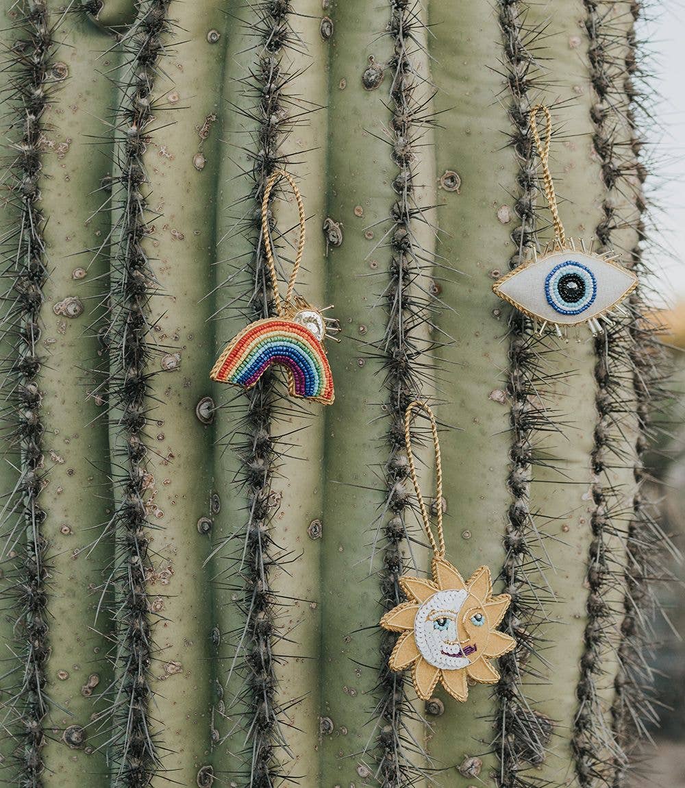 Larissa Plush Sun Moon Felt Ornament - Hand Embroidered Matr Boomie Fair Trade