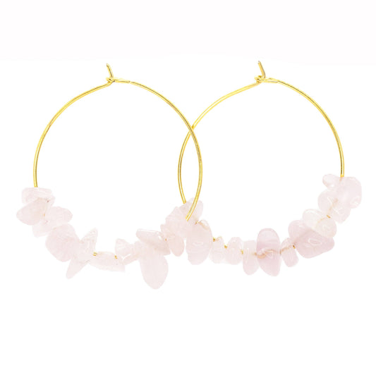 Rock Candy ~ Rose Quartz Hoops SALTY CALI