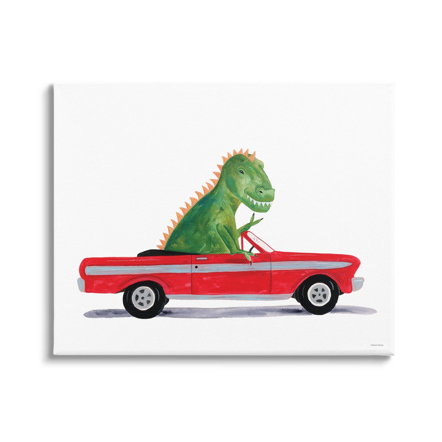 Dinosaur Monster Sports Car Canvas Art