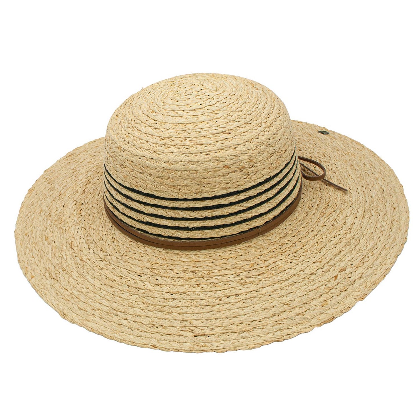 Maria Raffia Straw Band Round Wide Brim Beach Resort Hat