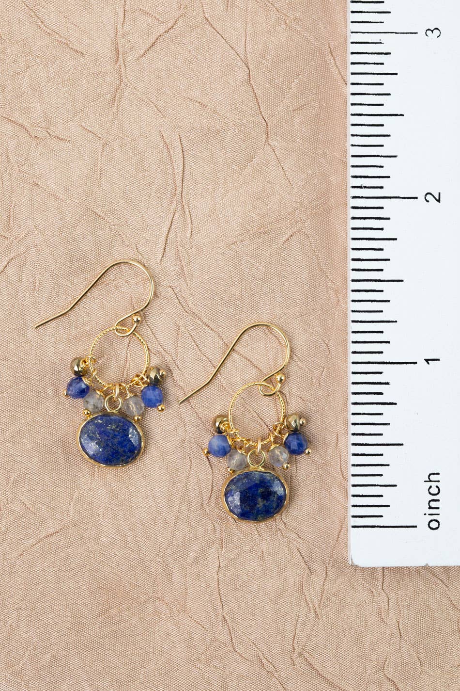 Blue Moon Lapis Lazuli, Labradorite, Pyrite, Sodalite Cluster Earrings Anne Vaughan Designs Jewelry