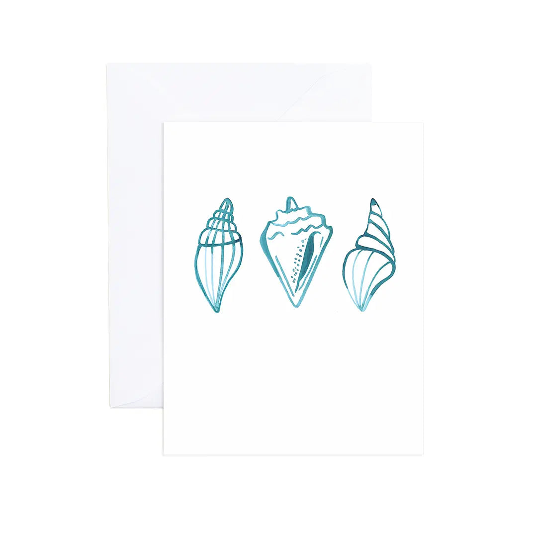Natalie Nautical Beach Shells Blank Greeting Card Evergreen Summer