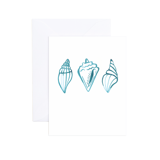 Natalie Nautical Beach Shells Blank Greeting Card Evergreen Summer