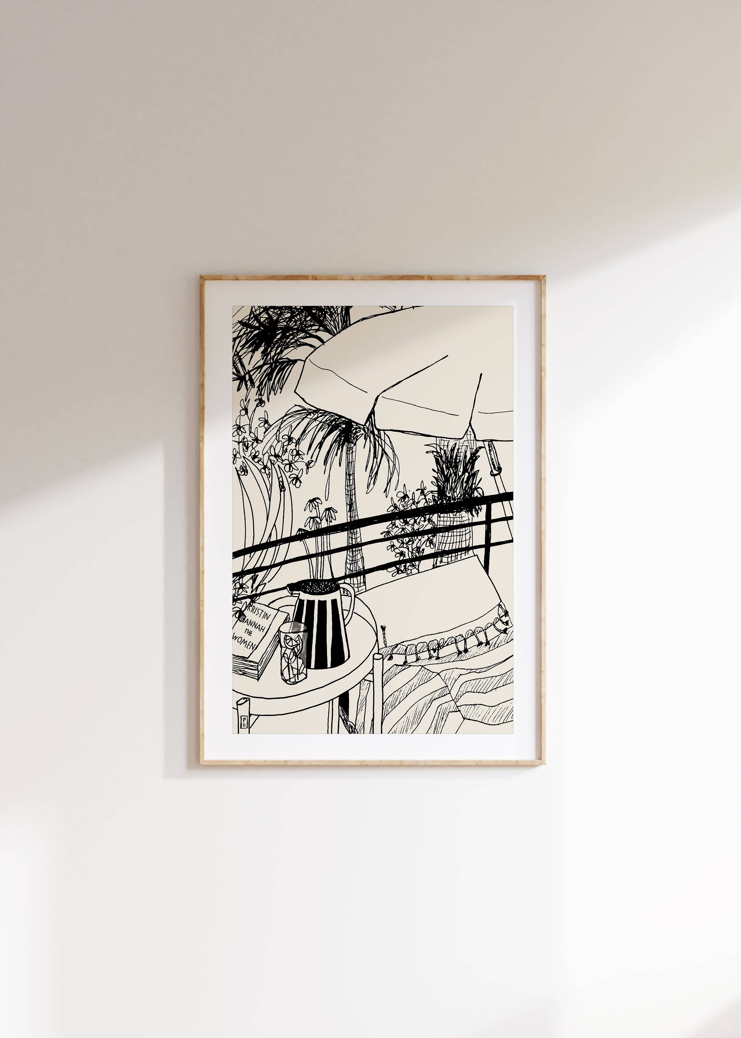 Beach Scene Print: Minimalist Line Art