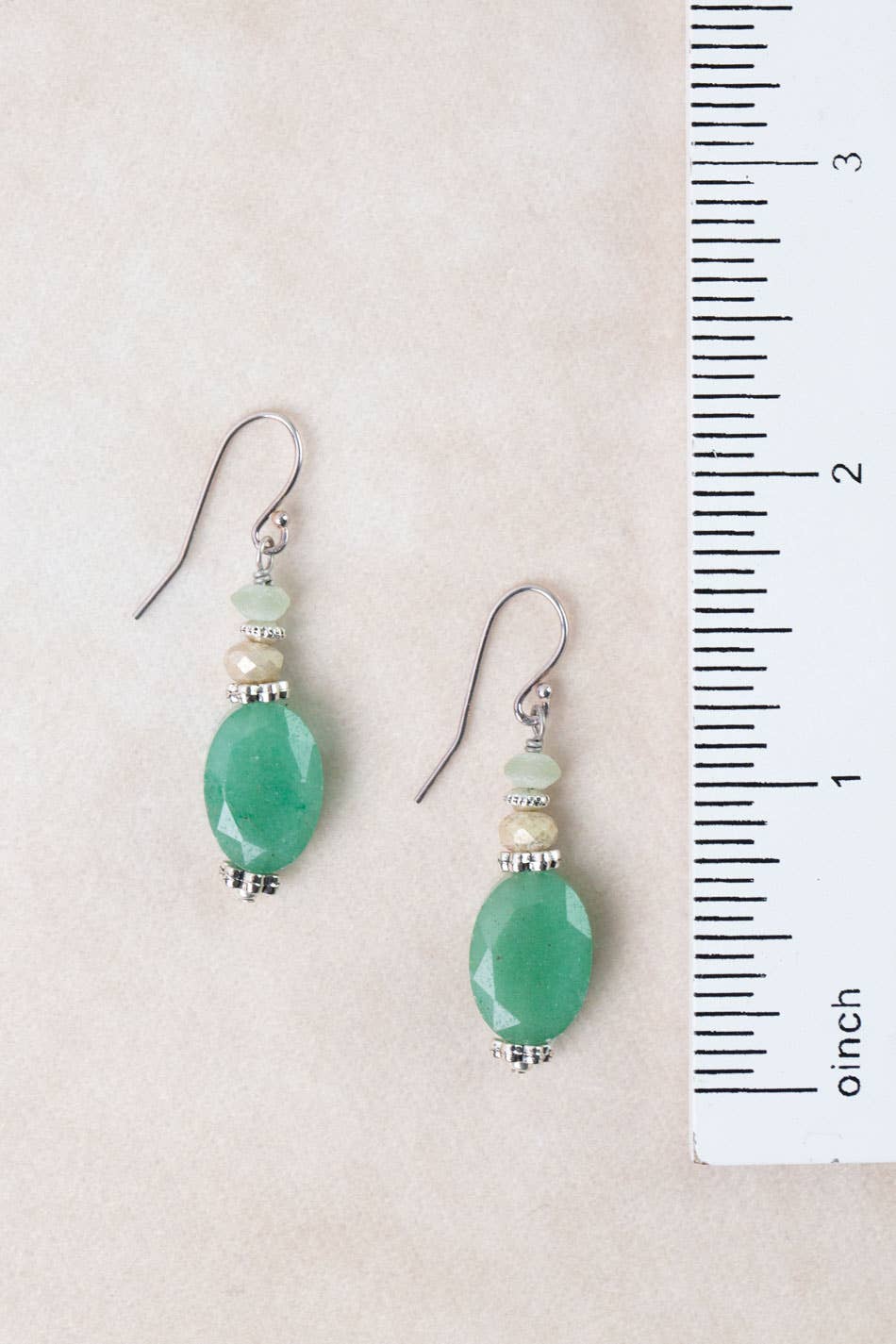 Mint Julep Czech Glass, Green Aventurine Simple Earrings
