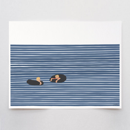 Boys in Inner Tubes Print. Signed.