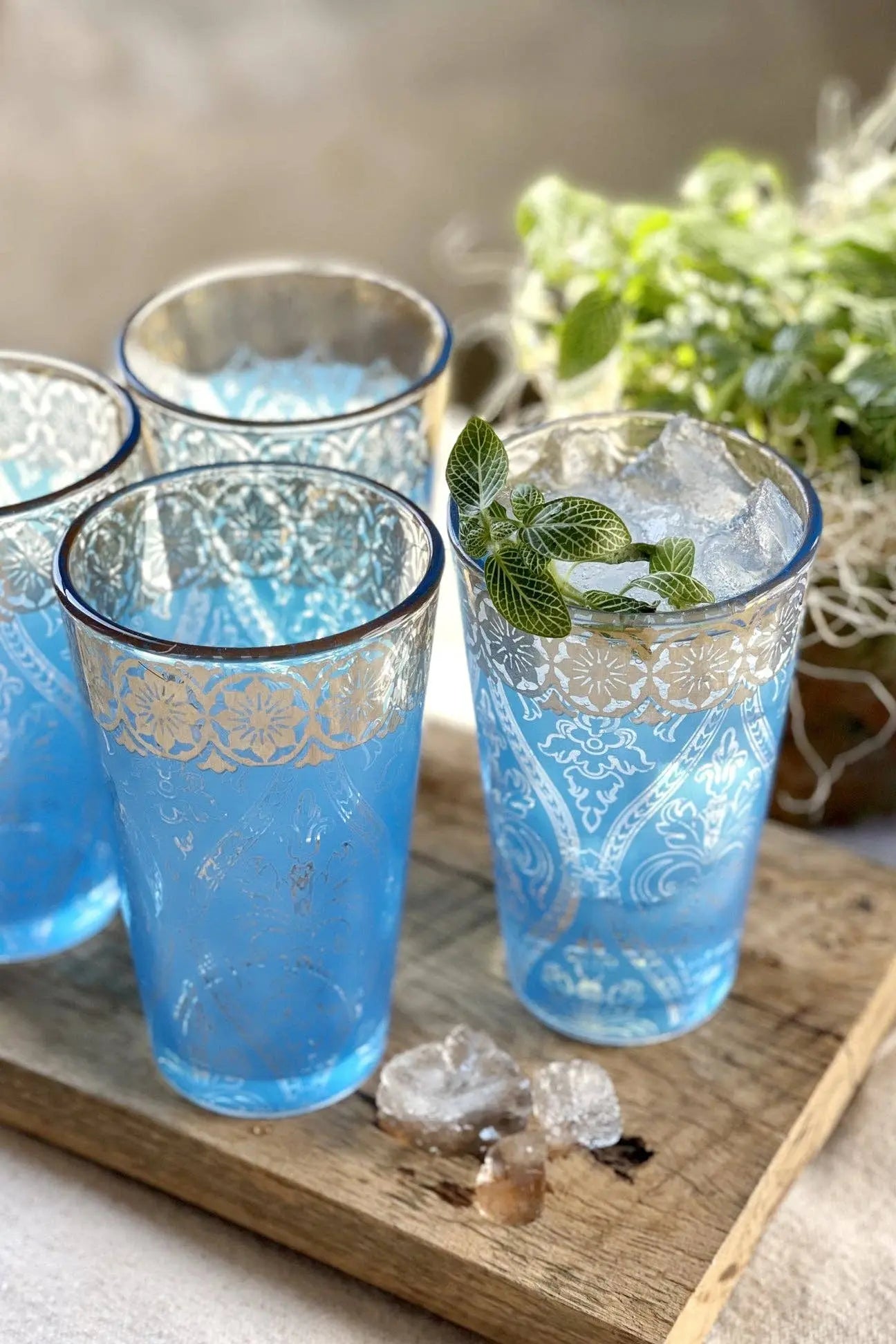Patina Vie Turquoise Gem Tall Glass, S/4 Patina Vie