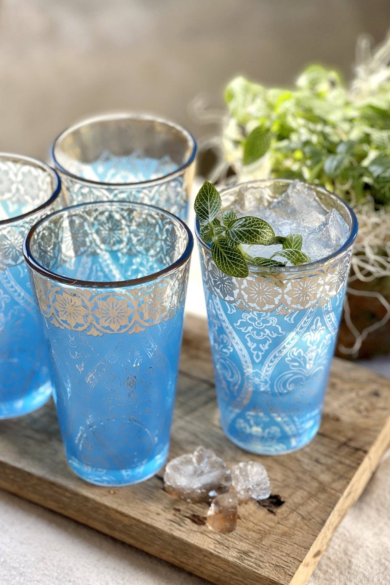 Patina Vie Turquoise Gem Tall Glass, S/4