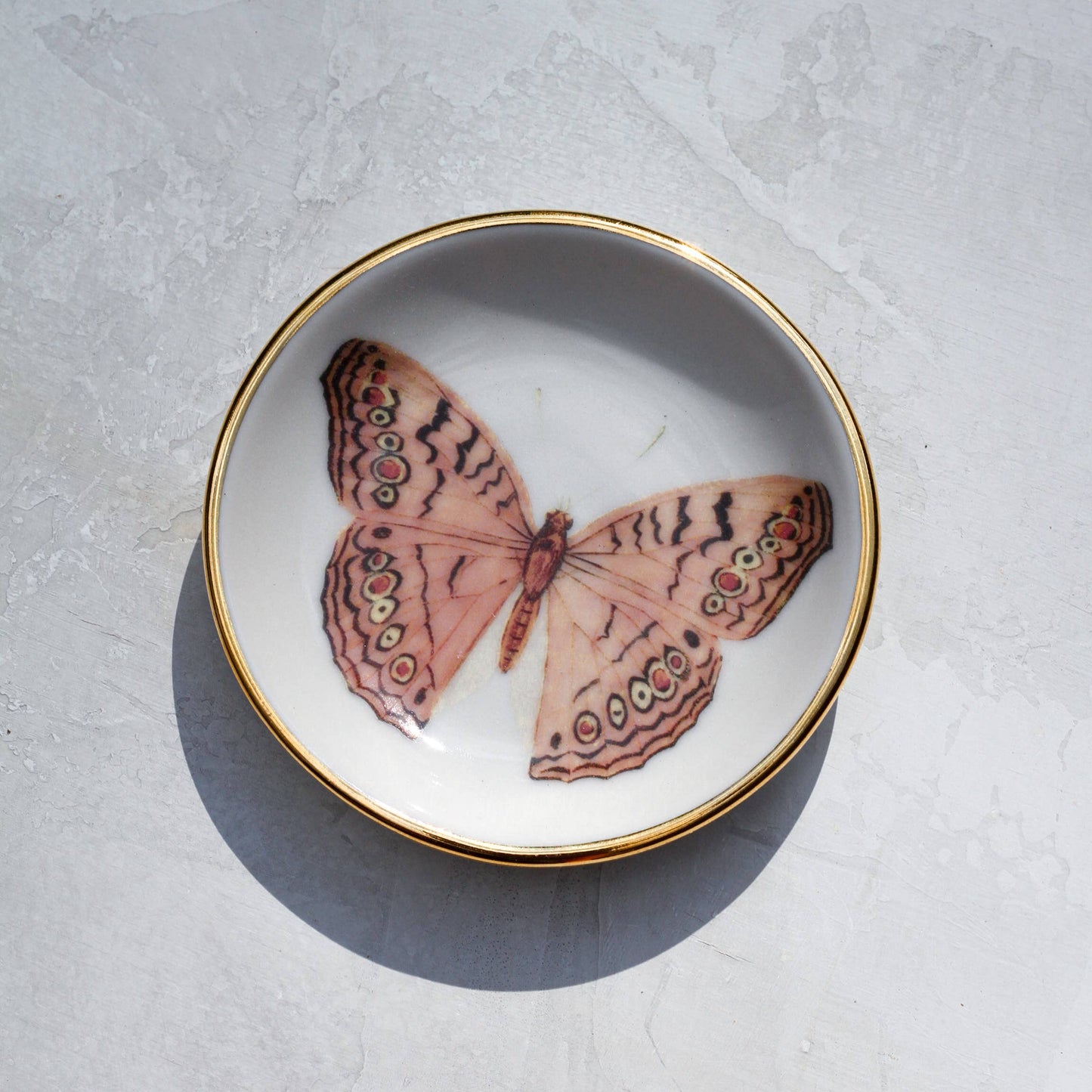 Large Butterfly Ring Dish | Handmade Pottery with Gold Apricity Ceramics