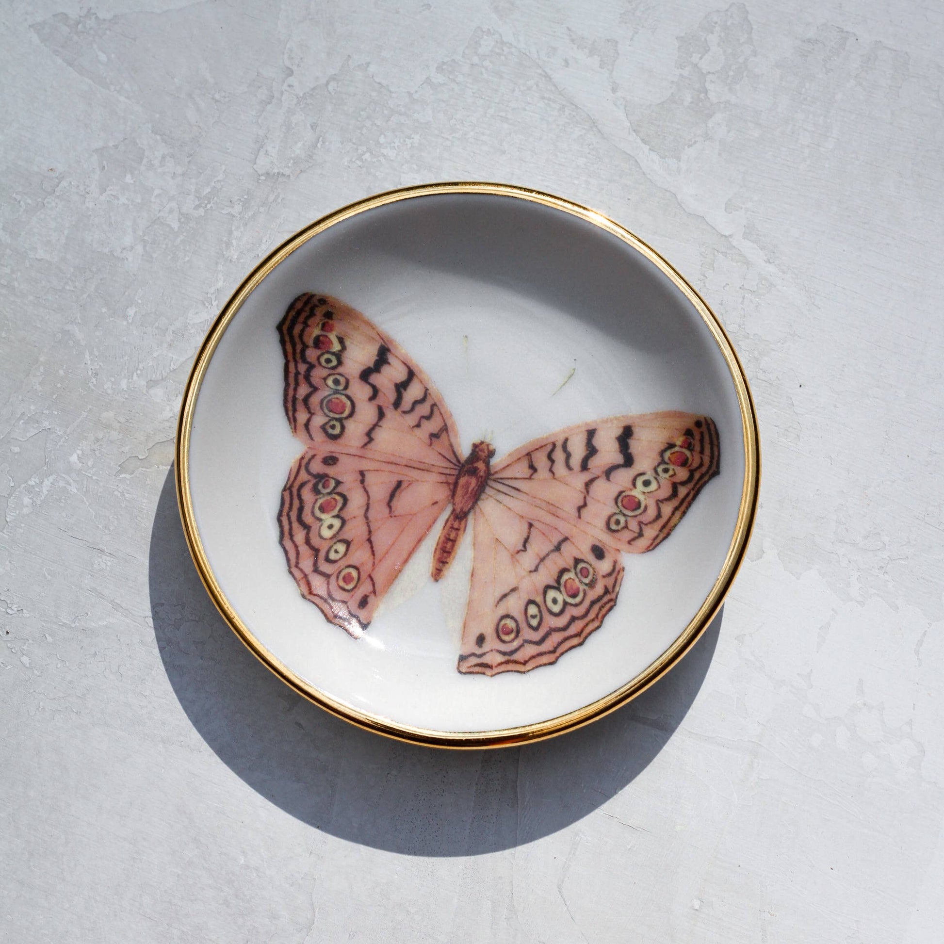 Large Butterfly Ring Dish | Handmade Pottery with Gold Apricity Ceramics