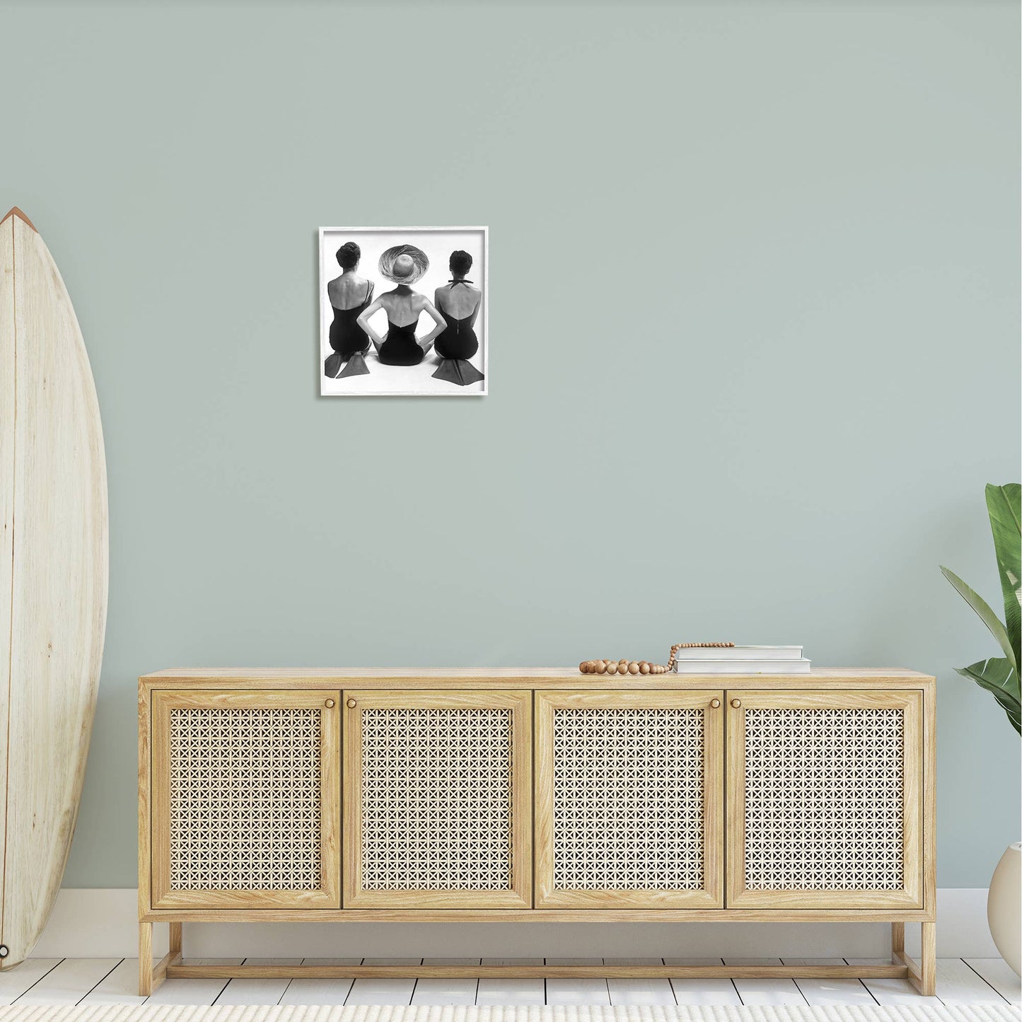 Women Sitting Beach Monochrome Flippers Framed Giclee Fall