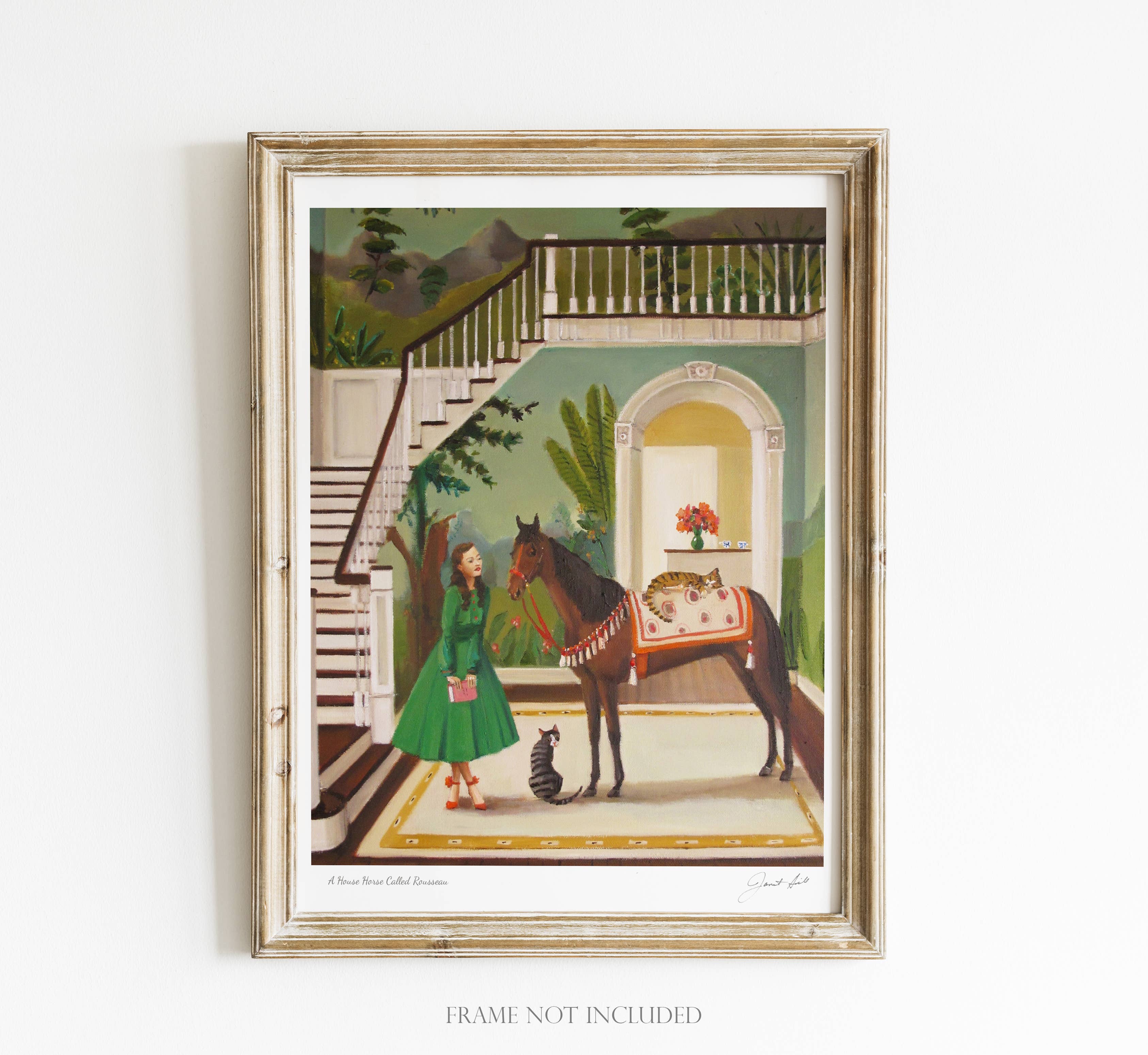A House Horse Called Rousseau Art Print - 8.5x11 JANET HILL STUDIO