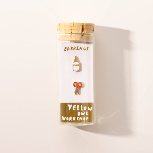 Paste and Scissors Earrings - Gold Teacher Statement Studs