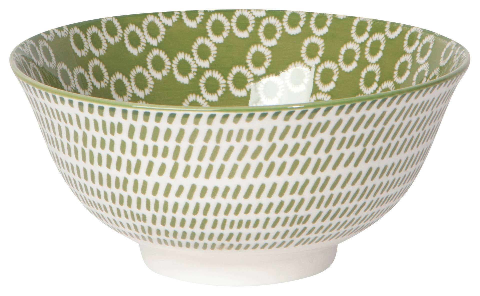 Green Rings Stamped Bowl 6 inch