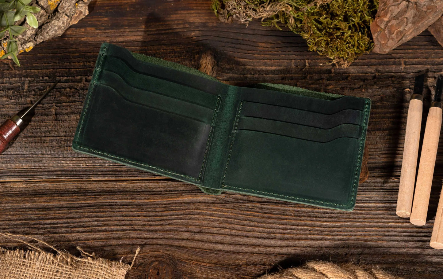 Leather Wallet,  Bifold Wallet, Handmade Wallet for Men American Leather Goods