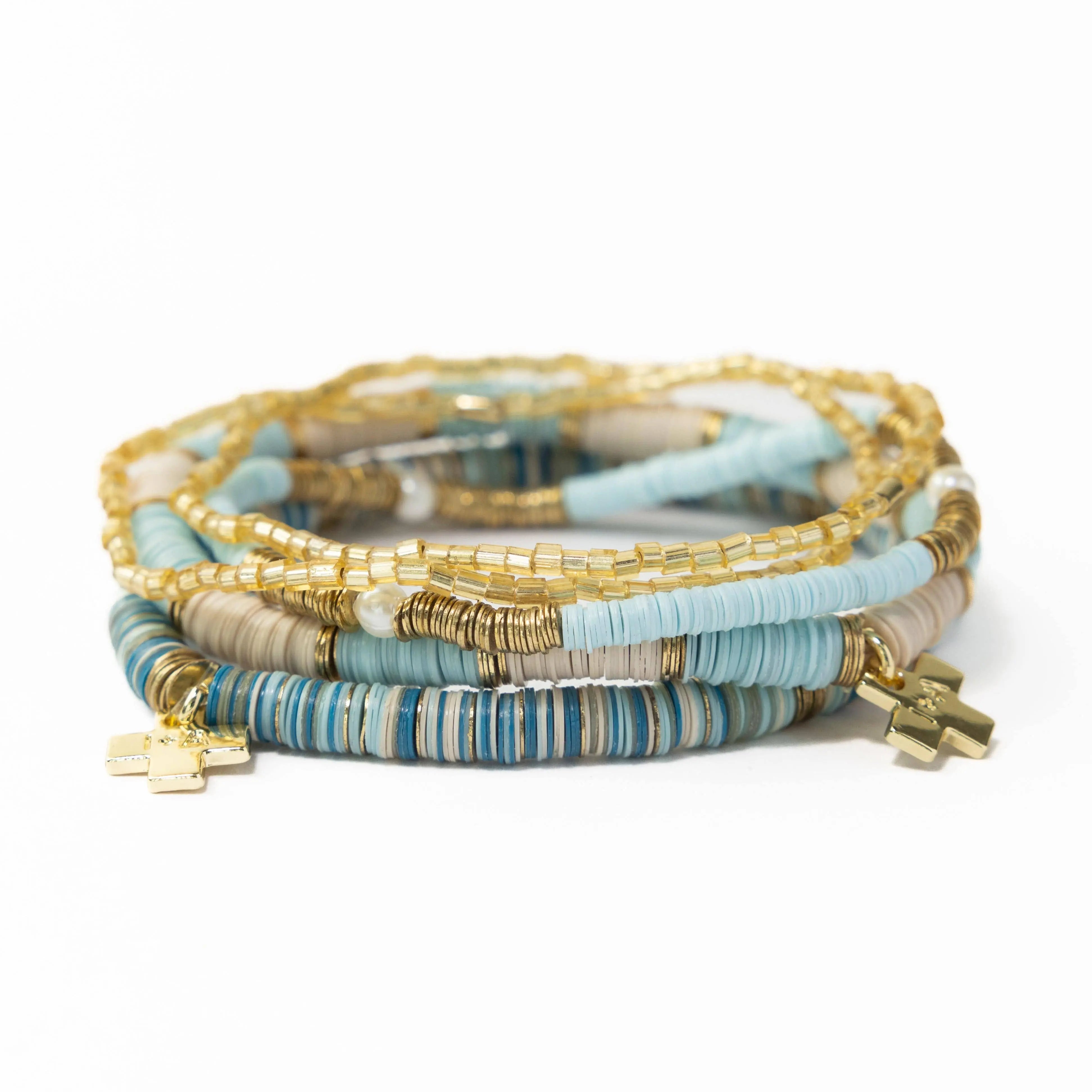 Blues Stack Grace Bracelet Stack of 5 - Blues INK + ALLOY