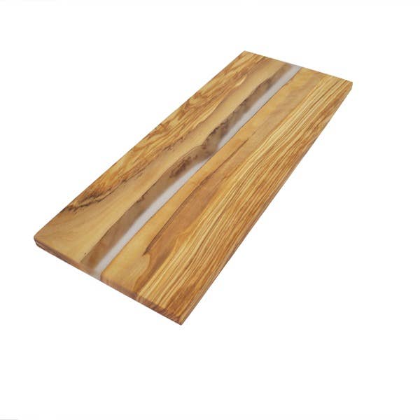 Olive Wood Cutting Board with River of Clear Resin -18” x 7” Naturally Med Inc.
