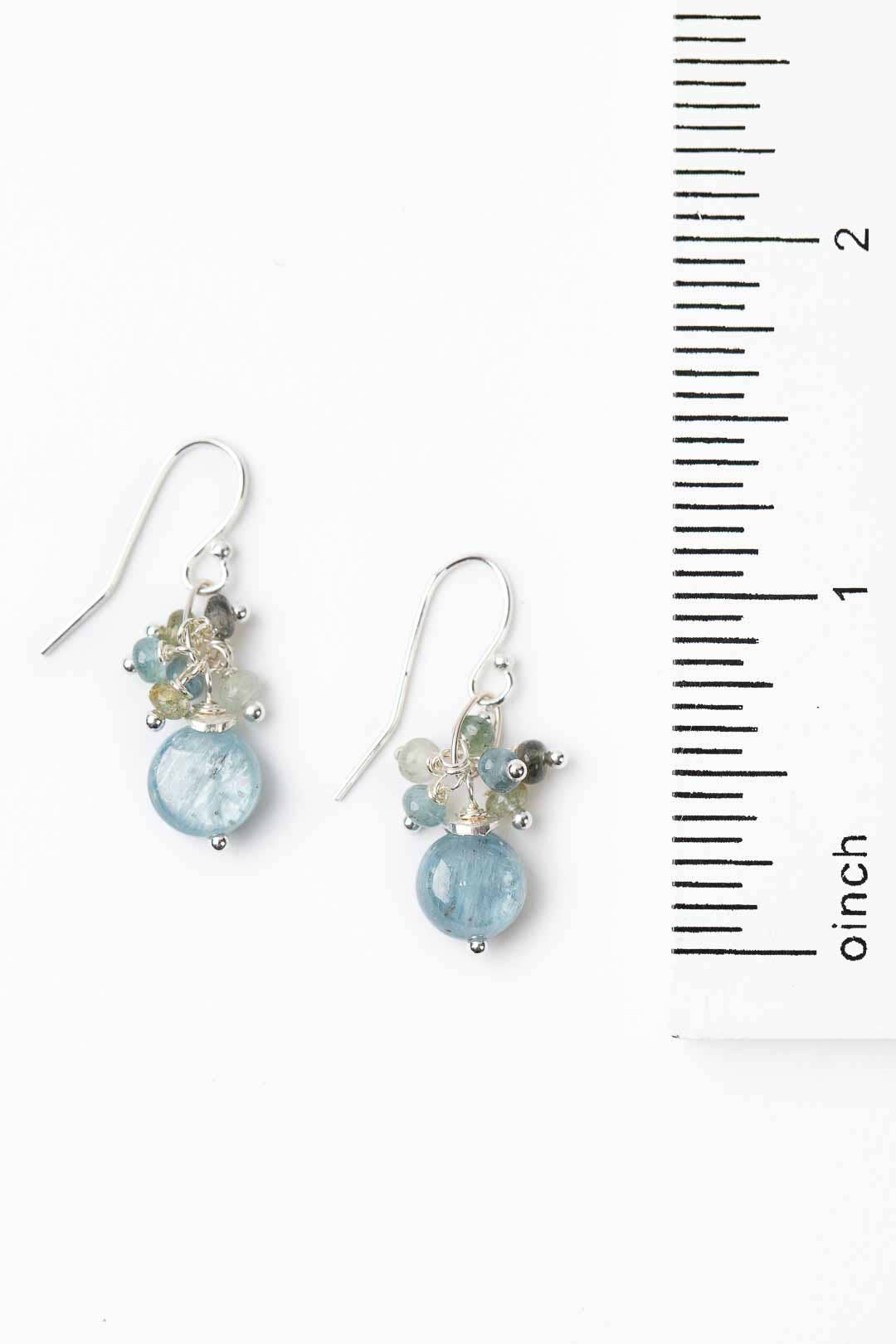 Ripple Kyanite, Silver Cluster Earrings Anne Vaughan Designs Jewelry