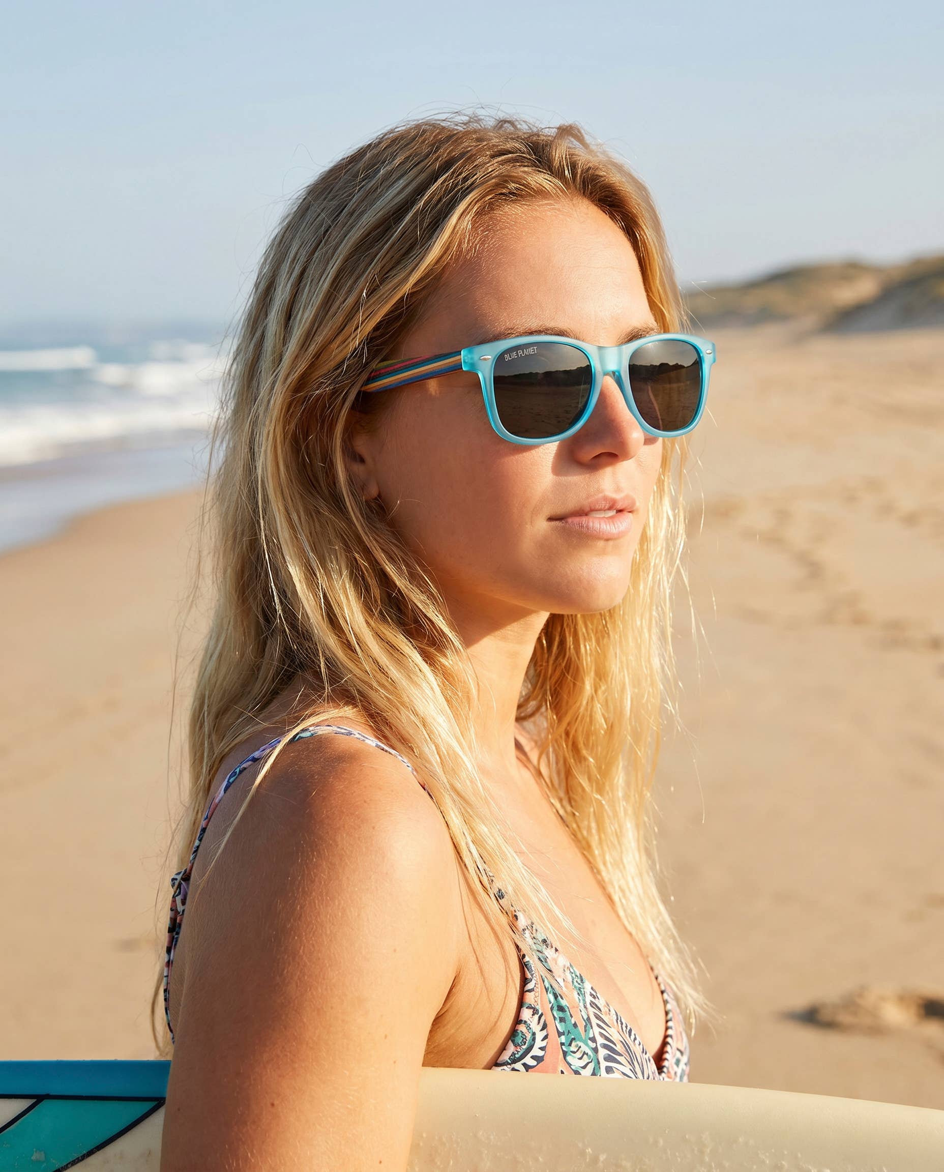 BP19029 - Indio - Matte Aqua / Rainbow Wood/ Smoke Polarized Blue Planet Eco-Eyewear