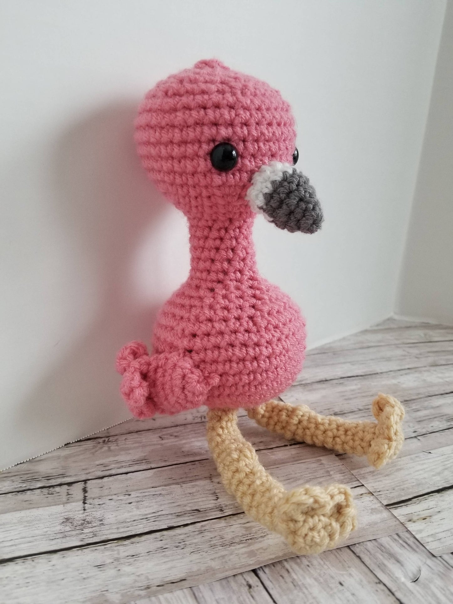Baby Flamingo Plush, Mini Crochet Stuffed Animal Amigurumi T