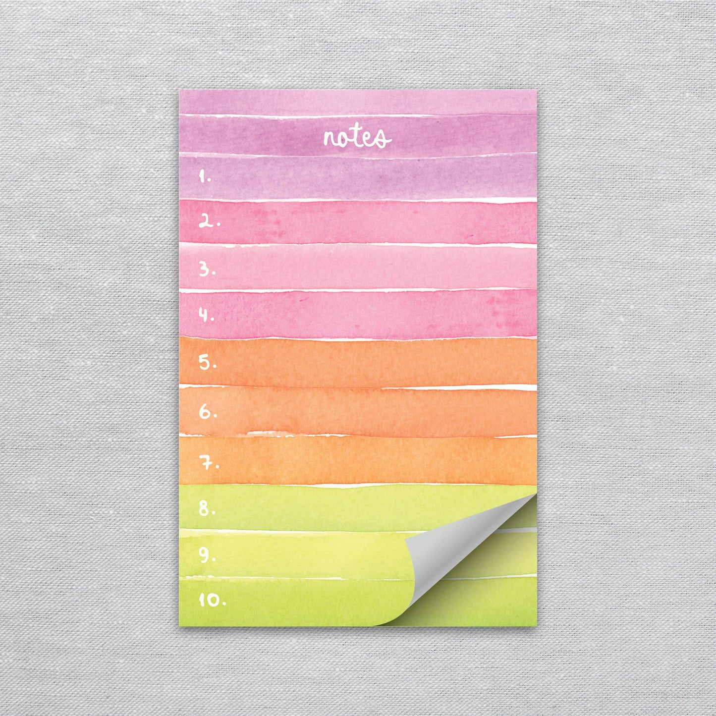Colorblock Watercolor Stripes Notepad | Numbered Notepad