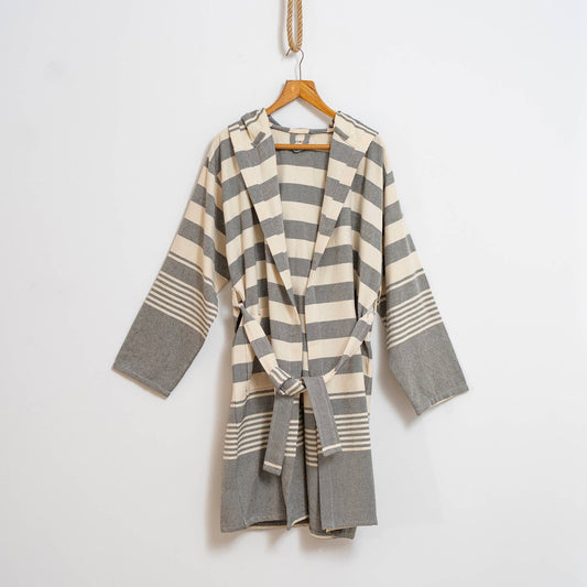 Bathrobe Turkish Cotton LightWeight Summer Hood Kimono Robe