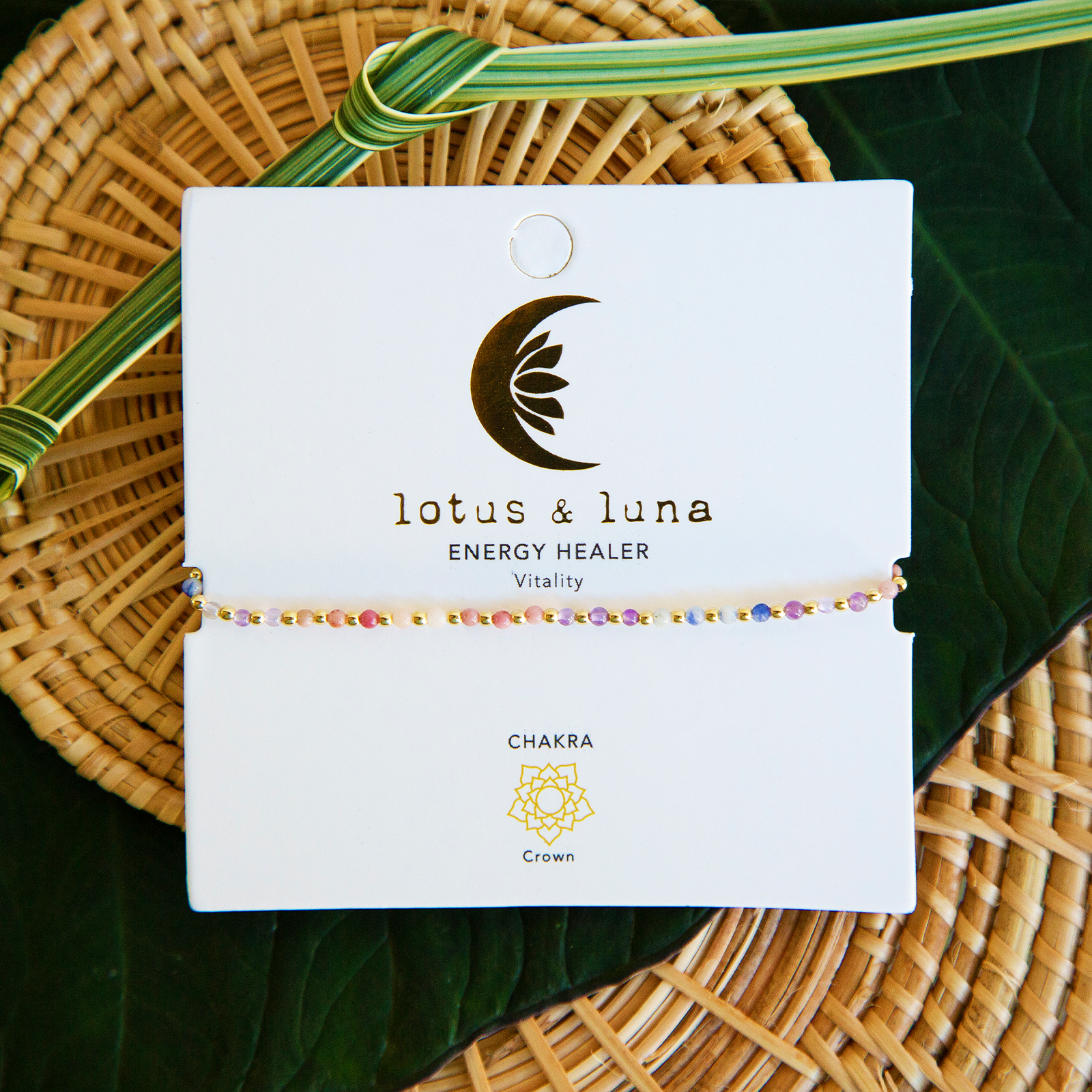 Energy Healer Healing 2mm Anklet Lotus and Luna