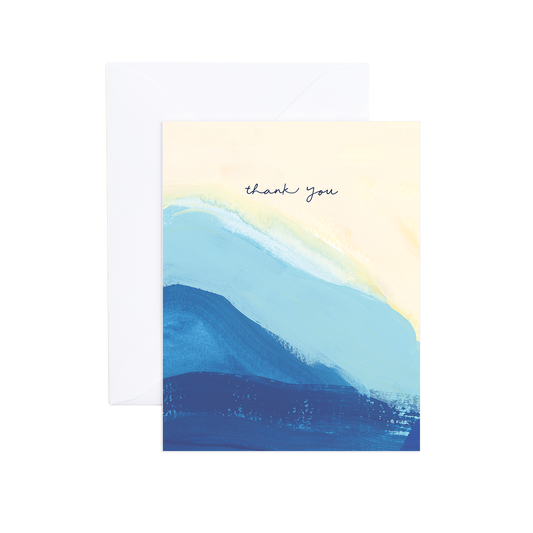 Glenn Abstract Ocean Art Thank You Card Evergreen Summer