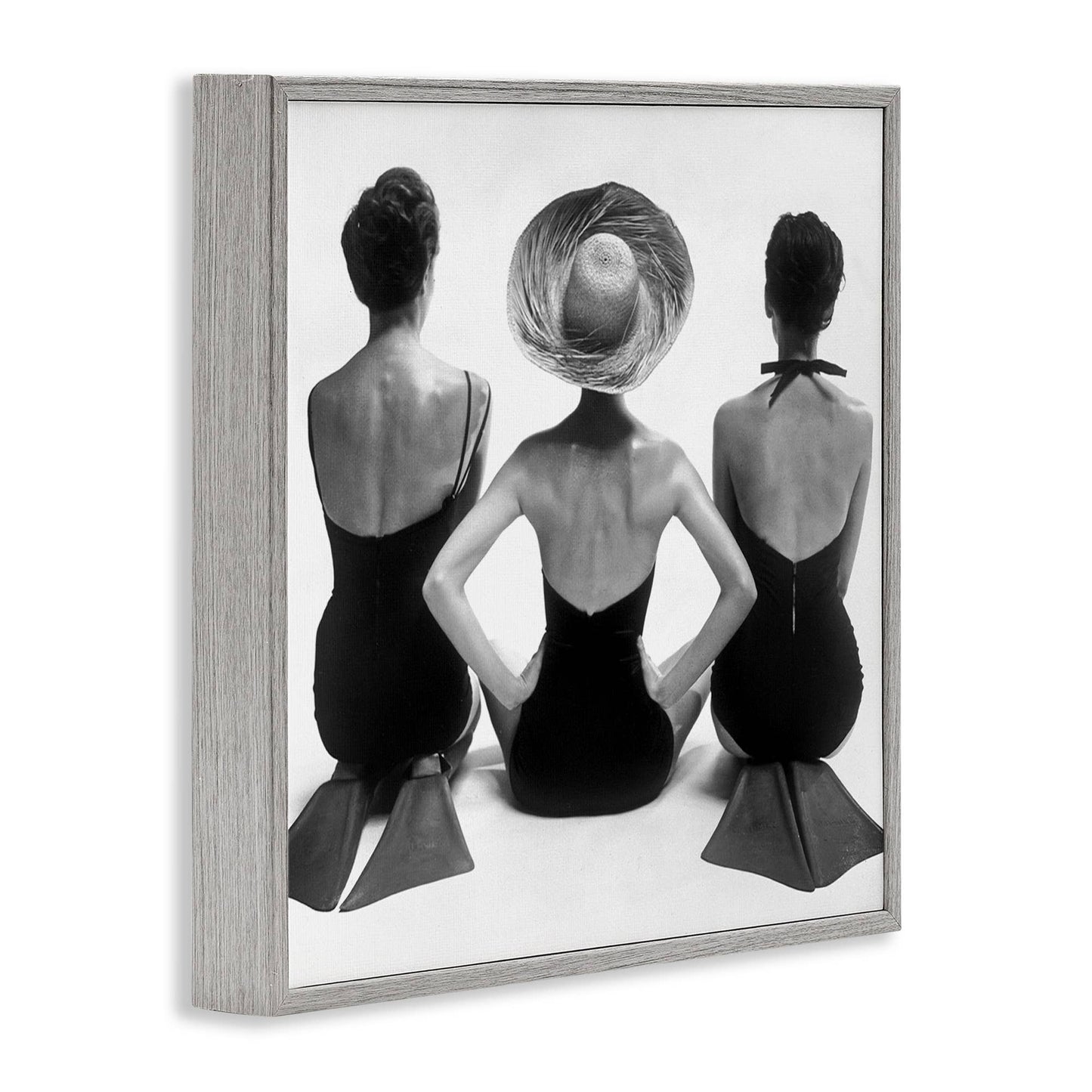 Women Sitting Beach Monochrome Flippers Framed Giclee Fall