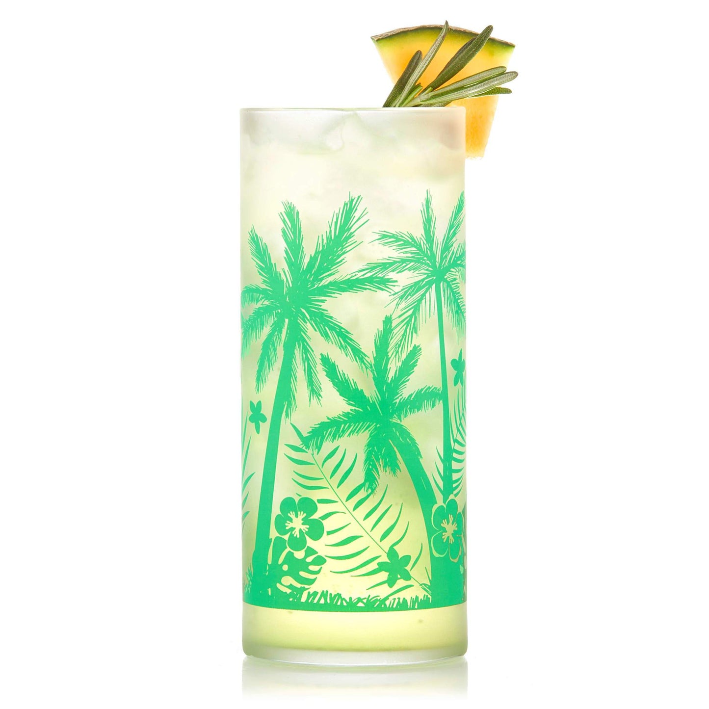 Palm Trees Cooler Glasses, 16oz, Set of 4