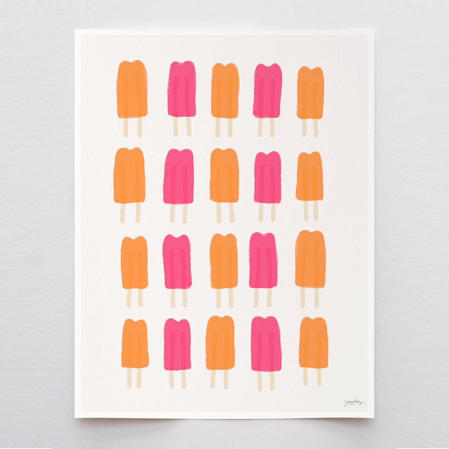 Pink and Orange Popsicle Art Print. Signed.