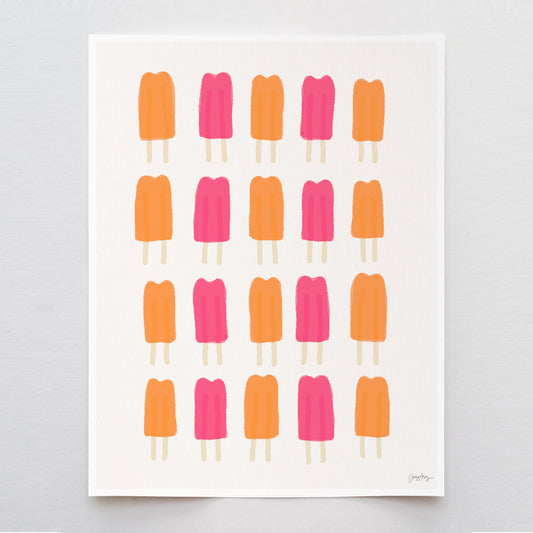Pink and Orange Popsicle Art Print. Signed.