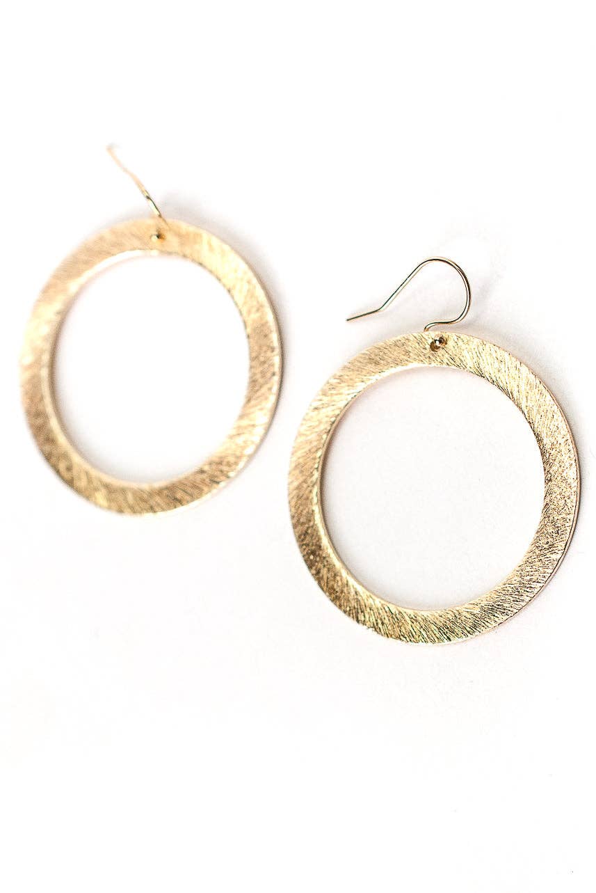 Brushed Gold Large Hoop Earrings Anne Vaughan Designs Jewelry